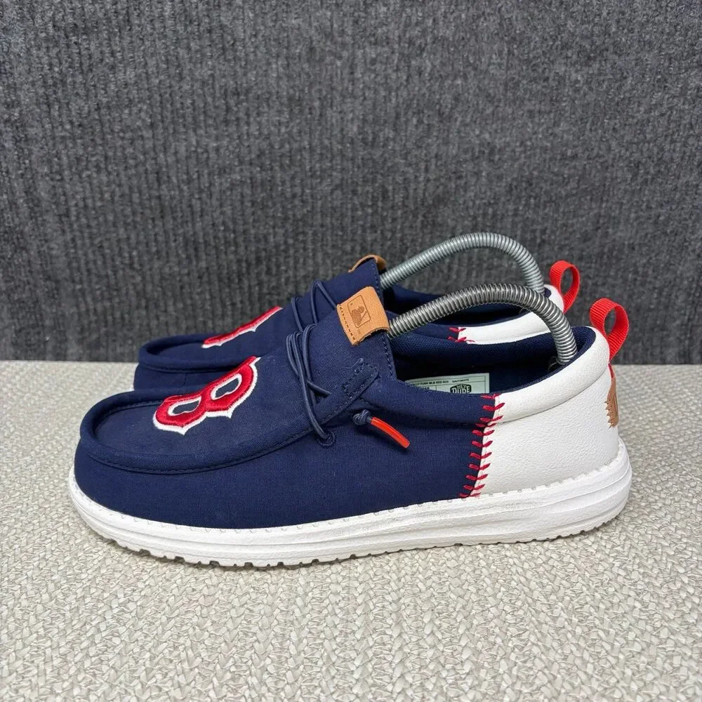 Hey Dude Wally Funk MLB Boston Red Sox Slip On Shoes Navy Blue White Mens 8 US